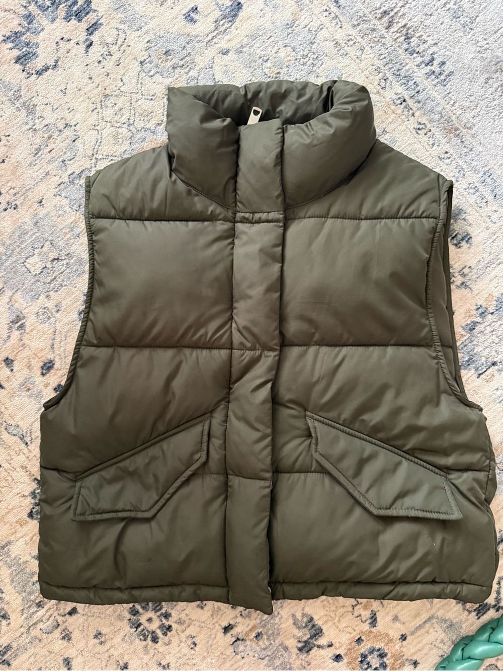 H&M Quilted Puffer Vest in Dark Olive